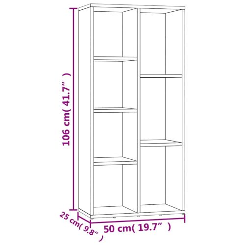 Шкаф библиотека, бетонно сив, 50x25x106 см, инженерно дърво