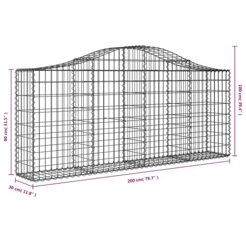 Габионни кошници арка 6 бр 200x30x80/100 см поцинковано желязо