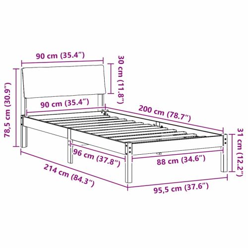 Рамка на леглото с таблото кафяво и тъмносиво 90 x 200 cm