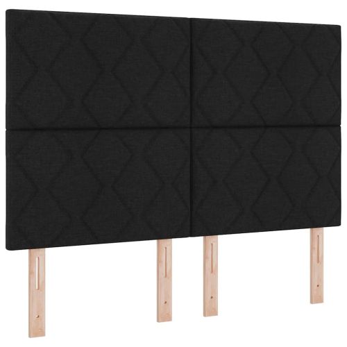 Легло с пружинирана основа с таблото Черно 160 x 200 cm текстил