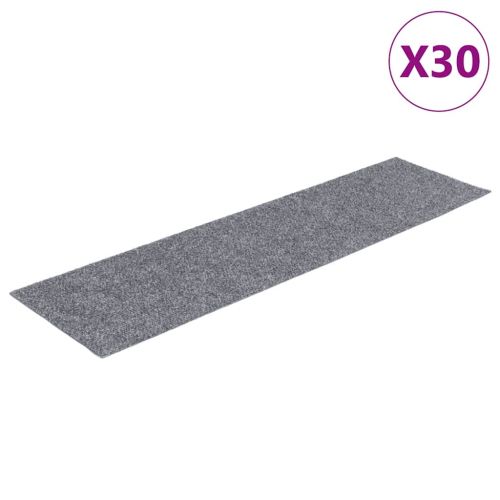 Изтривалки за стълби, самозалепващи се, 30 бр., 76x20 см, светлосиви, правоъгълни