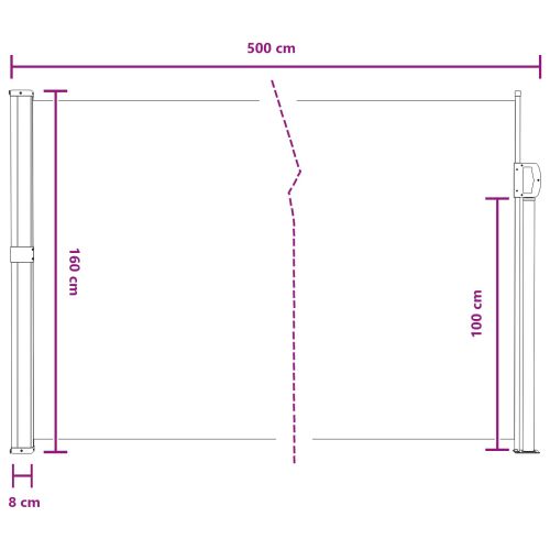Сгъваема странична перголка Правоъгълна 160 x 500 cm Полиестер