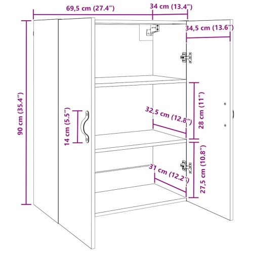 Стенен шкаф Старо дърво 69,5 x 34 x 90 см Инженерна дървесина