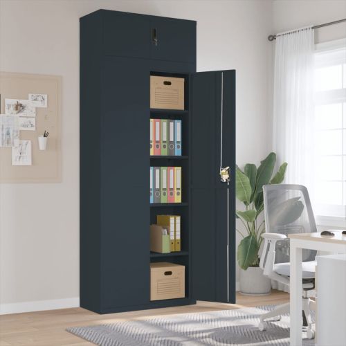 Шкаф за папки антрацит 90x40x240 см стомана