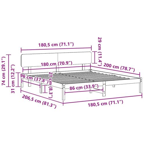 Рамка за легло с таблото Кафяво с восъчно покритие 180 x 200 cm