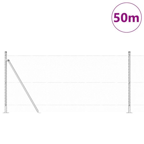 Шестоъгълна ограда с бетонна основа 50 x 0,8 m Сребристо Мрежа