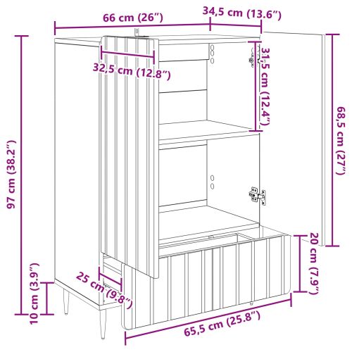 Служебен шкаф Бял гланц 66 x 34,5 x 97 см Инженерна дървесина