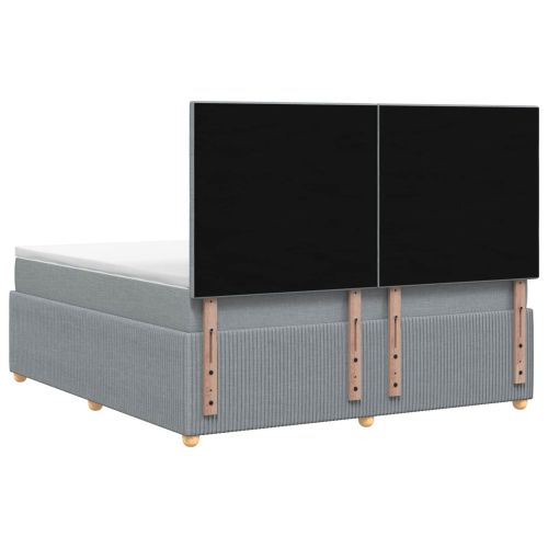 LED легло с матрак с LED ленти Светлосиво 140 x 190 cm Текстил