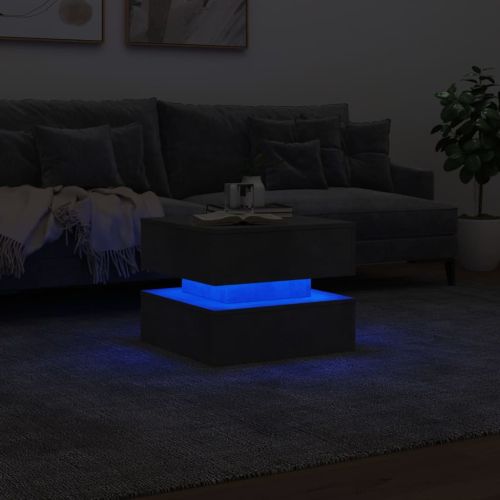 Маса за кафе с LED осветление, бетонно сива, 50x50x40 см
