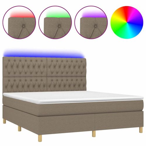 Боксспринг легло с матрак и LED, таупе, 160x200 см, плат