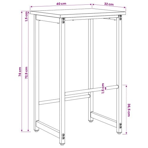 Бар стол Сив Сонома 40 x 32 x 74 см Инженерна дървесина