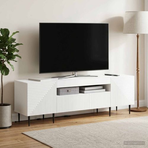 LED телевизионен кабинет HAARLEM 153 x 35 x 43 см Бяло