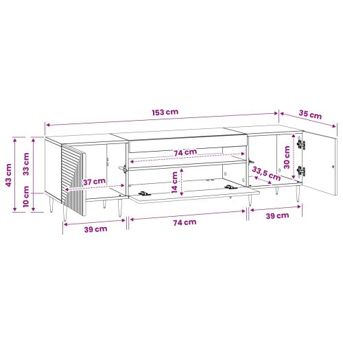LED телевизионен кабинет HAARLEM 153 x 35 x 43 см Бяло