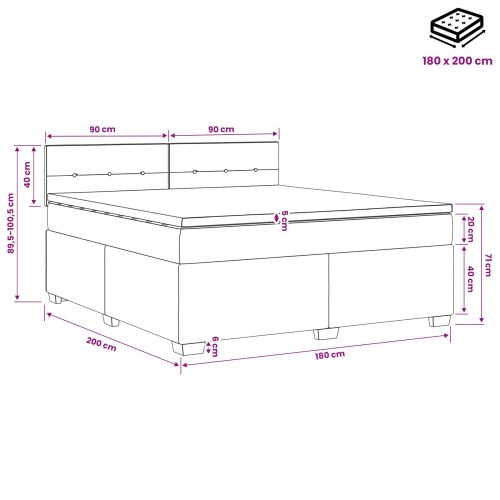 Континентално легло с матрак Тъмен син 180 x 200 cm Кадифе