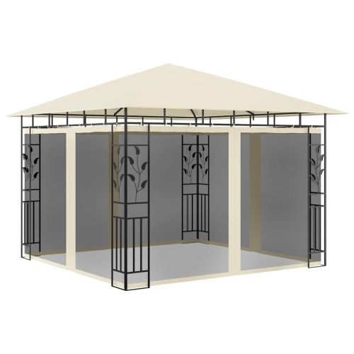 Шатра с мрежа против комари, 3x3x2,73 м, кремава, 180 г/м²