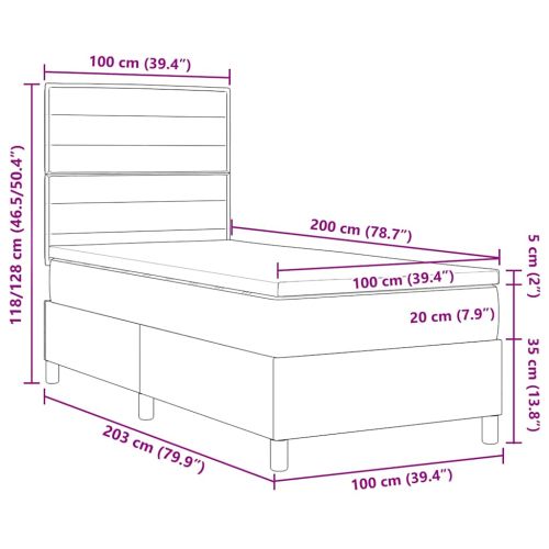 Легло с пружинирана основа с матрак Черно 100 x 200 cm текстил