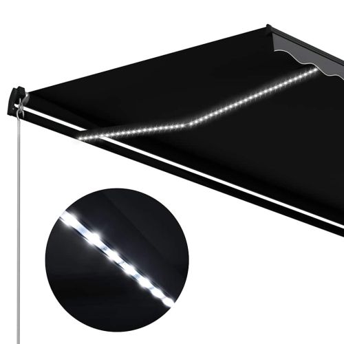 Ръчно прибираща се тента с LED, 300x250 см, антрацит