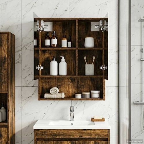 Шкаф с огледало за баня Димян дъб 50 x 14,5 x 70 см