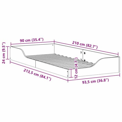 Рамка за легло Кафяво с восъчно покритие 90 x 210 cm