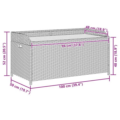 Пейка за съхранение микс бежово 100x50x52 см полиратан и акация