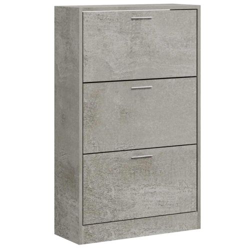 Шкаф за обувки, бетонно сив, 63x24x103 см, инженерно дърво