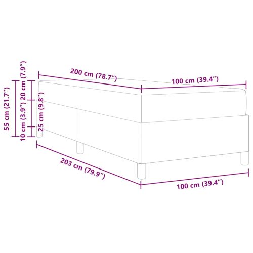 Рамка за легло с матрак Светлозелено сиво 100 x 200 cm текстил