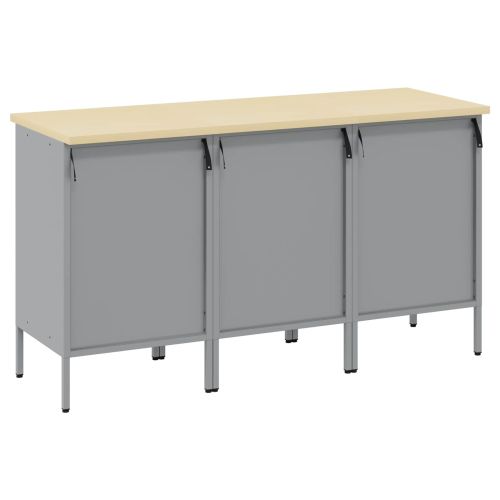 Работен кабинет с чекмедже 3 бр. Червен и сив 150 x 55 x 85 см