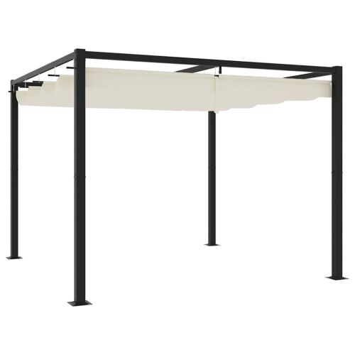 Градинска беседка с прибиращ се покрив Cream 3x3 m Steel