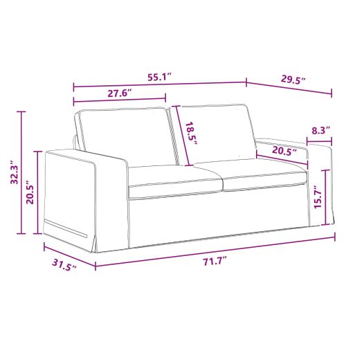 Диван Тъмен сив 182 x 80 x 82 см текстил