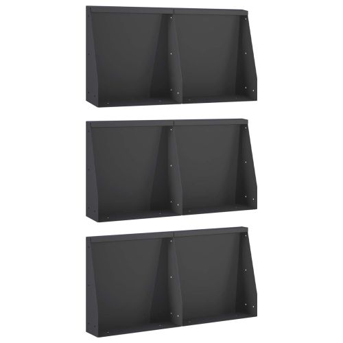 Задържащи стени 6 бр. 40 x 12 x 50 см Стомана Черно