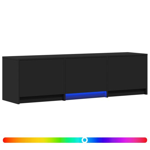 TV шкаф с LED 140 x 34 x 40 см Черен Инженерен дървен материал