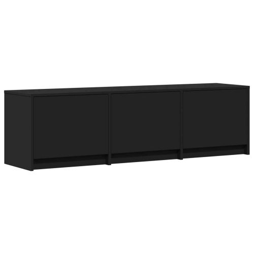 TV шкаф с LED 140 x 34 x 40 см Черно Инженерен дървен материал