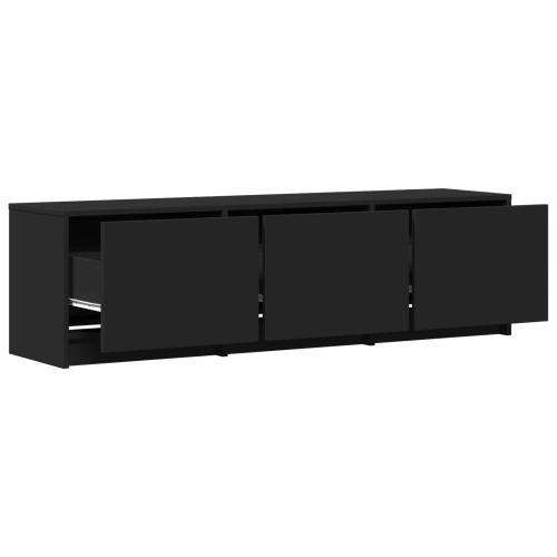 TV шкаф с LED 140 x 34 x 40 см Черно Инженерен дървен материал