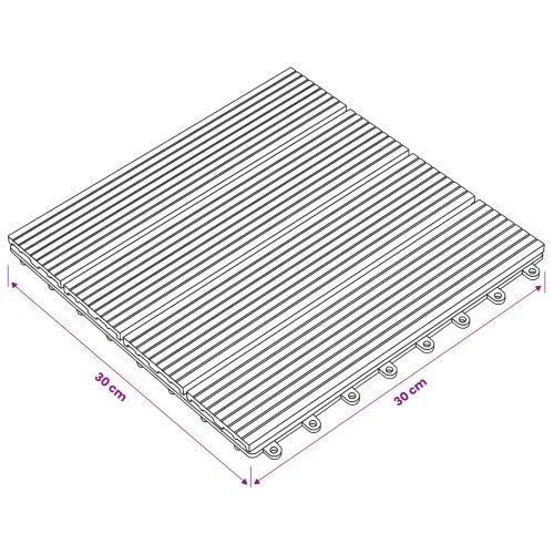 Плочка за decking 11 бр. Сиво 30 x 30 cm WPC