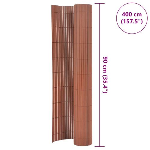 Двустранна градинска ограда, 90x400 см, кафява