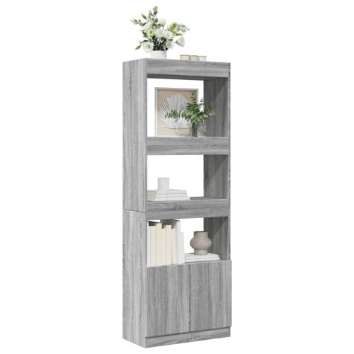 Висок шкаф, сив сонома, 63x33x180 см, инженерно дърво