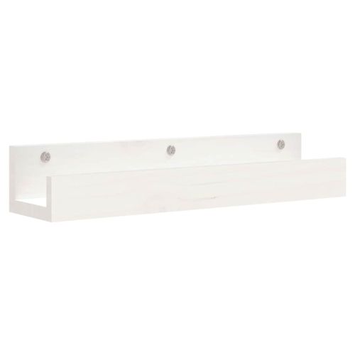Стенни рафтове 2 бр бели 50x12x9 см масивно борово дърво