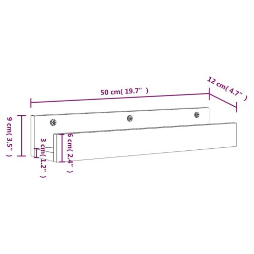 Стенни рафтове 2 бр бели 50x12x9 см масивно борово дърво