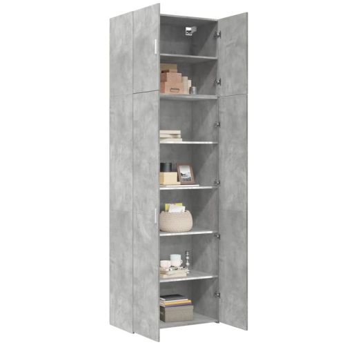 Висок шкаф, бетонно сив, 80x42,5x249 см, инженерно дърво