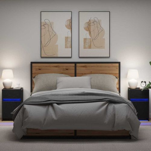 LED нощно шкафче 2 бр. Черен дъб 38 x 34 x 61 см