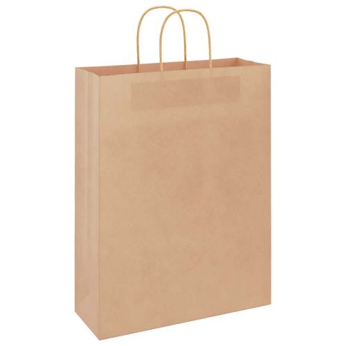 Хартиени торбички 250 бр с дръжки кафяви 32x12x42 см