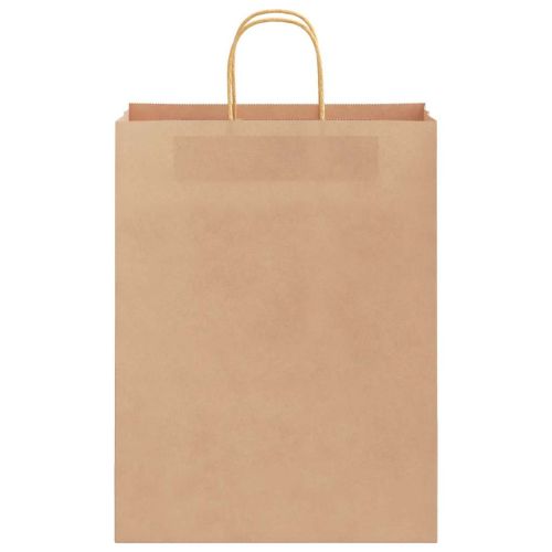 Хартиени торбички 250 бр с дръжки кафяви 32x12x42 см