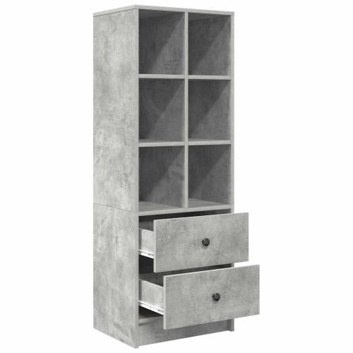 Висок шкаф с чекмедже Циментено сиво 45,5 x 34 x 127 см