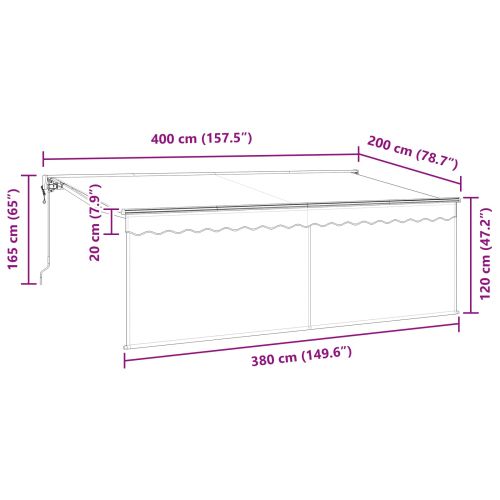 Прибираща се тента Антрацит 400 x 200 cm Полиестер и алуминий