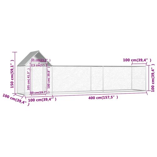 Птичарник, 5x1x1,5 м, поцинкована стомана