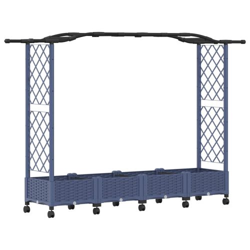 Повдигнато легло с решетка и покривка Сиво 207 x 40 x 129 см ПП