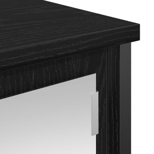 Стенен шкаф за баня с огледало черно и дъб 50x21x60 cm