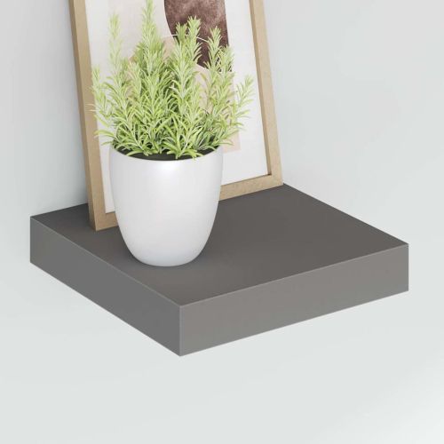 Окачени стенни рафтове, 4 бр, сив гланц, 23x23,5x3,8 см, МДФ