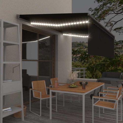 Автоматичен сенник с щора LED сензор за вятър 4,5x3 м антрацит