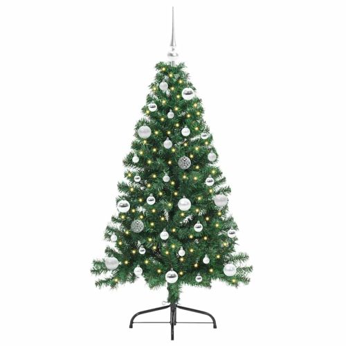 Изкуствена коледна елха с подсветка Зелен 150 cm ПВЦ